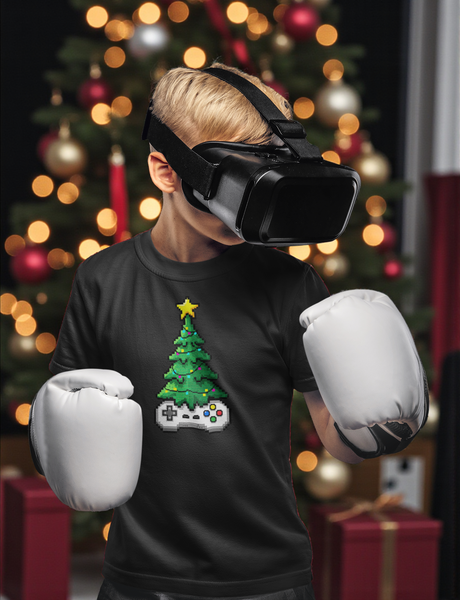 Pixel Christmas Tree | Youth Tee | Gamer Holiday Shirt