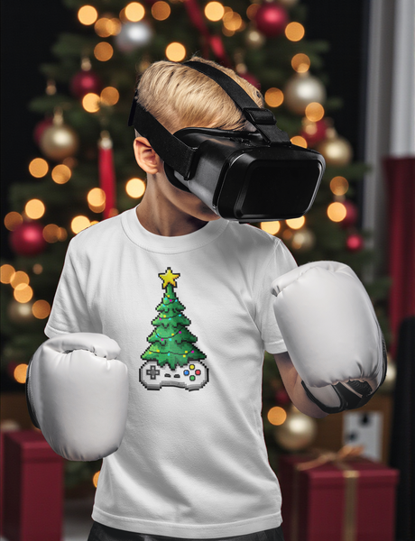 Pixel Christmas Tree | Youth Tee | Gamer Holiday Shirt