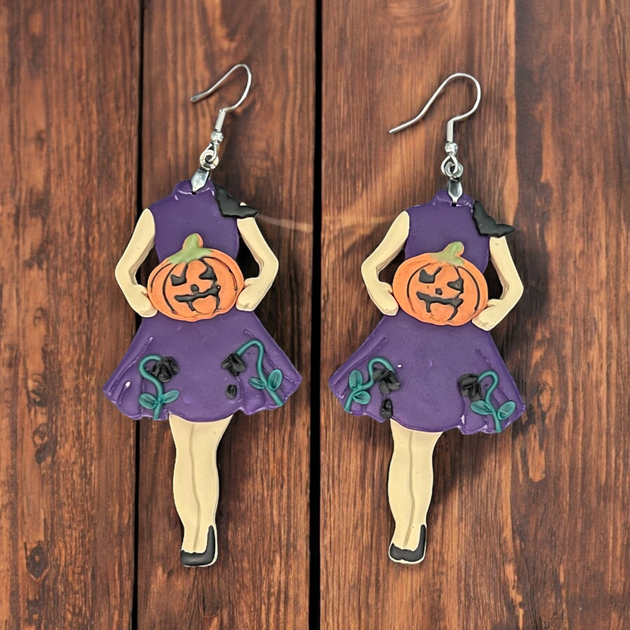 Pumpkin Girl Dangle Earrings